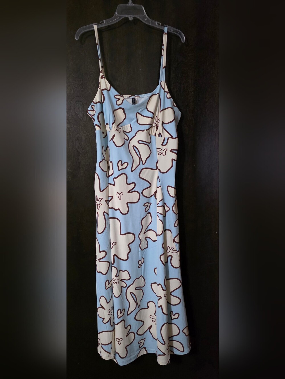 Pretty Garden Strapless Maxi Sky Blue Dress Cream Floral Print Jr. Size XXL
